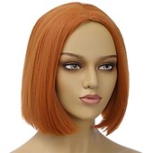 economico Parrucche di Carnevale-parrucca fucsia per donna parrucca caschetto rosa fucsia parrucca magenta corta dritta parte centrale parrucche sintetiche resistenti al calore per feste in costume cosplay