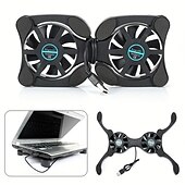 cheap Stands &amp; Cooling Pads-Foldable USB Cooling Fan Mini Notebook Cooler Cooling Pad Quiet Stand Double Fans For 7 to 15 Inch Notebook Laptop PC