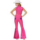 cheap Couple &amp; Group Costumes-Hot Pink Cowgirl Set Doll Movie Cosplay Costume Masquerade Girls&#039; Movie Cosplay Retro Vintage Vest Pants Scarf Masquerade Halloween