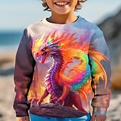 billiga Pojkens 3D-djur-Pojkar 3D Grafisk Djur Drake Tröja Långärmad 3D-tryck Höst Vinter Mode Streetwear Häftig Barn 3-12 år Utomhus Ledigt Dagligen Normal