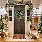 preiswerte Kranz &amp;amp; Girlande-Weihnachtskranz Boho-Kranz, 17,7&#039;&#039; künstlicher goldener Glockenkranz, Weihnachtsbaum-Haustür-Hängegirlande, handgefertigter Kiefernring-Weinrebenkranz, Feier-Weihnachtsdekoration