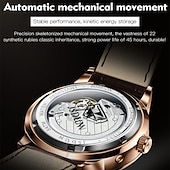 cheap Mechanical Watches-Mechanical Watch for Men Business Luxury Analog Wristwatch CalendarAutomatic Self-winding Moon Phase Waterproof Noctilucent Genuine Leather Watch Gift