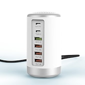 Недорогие USB-концентраторы-6-портовое настольное зарядное устройство, 65-ваттная зарядная станция с usb-концентратором (3 x usb+type c+qc3.0+pd 18 Вт), настольная зарядная станция с многопортовым зарядным