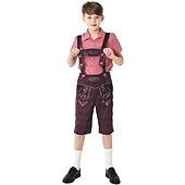 billiga Barn-Karnival Oktoberfest öl Kostym Strumpor / Strumpbyxor Rutig skjorta Oktoberfest / öl Tyska München Ängar Pojkar Traditionell stil tyg Skjorta Strumpor Shorts
