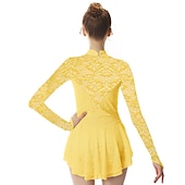billige Figur skating kjoler-Kjole til kunstløp Dame Jente Skøyteløp Kjoler Drakter Hvit Gul Mørk Lilla Spandex Høy Elastisitet Profesjonell Konkurranse Skøyteklær Mote Langermet Kunstløp