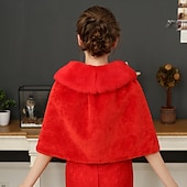 abordables Étole en fourrrure-Cape de mariée en fausse fourrure blanche pour femme, élégante, décontractée, quotidienne, sans manches, en fausse fourrure, avec lacets, pour mariage, printemps