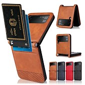 billige Samsung-etui-lærveske for samsung galaxy z flip5 flip 5 4 3 flip4 flip3 5g hybrid kortholder spor beskyttende telefon lommebokdeksel funda coque for samsung galaxy z flip 5 4