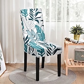 abordables Funda para silla de comedor-Funda elástica para silla de comedor con hojas, funda suave para asiento de silla, protector de muebles lavable duradero para fiesta en el comedor