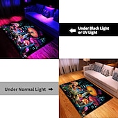 preiswerte Blacklight Teppiche-Fantasy-Pilz-Schwarzlicht-Teppich, Bodenmatte, UV-reaktiver, im Dunkeln leuchtender Teppich, großer rutschfester Teppich für Raumdekoration