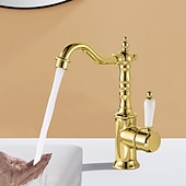 お買い得  回転可能-水栓 - シングルハンドルつの穴 電気メッキ 標準スパウト センターセット レトリ／ヴィンテージ / ミニマリスト Kitchen Taps