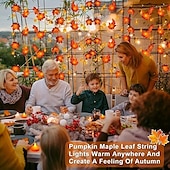 billige Batteridrevet-led lønneblad gresskar lyssnor 10/20/40 leds christmas halloween høst fest dekorasjon lys høst høst jul høst dekor hjemme fest peis