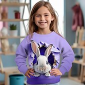 levne 3D zvířata dívky-Dívčí 3D Komiks Králíček Mikina Dlouhý rukáv 3D tisk Léto Podzim Módní Šik ven Rozkošný Polyester Děti 3-12 let Venkovní Ležérní Denní Běžný