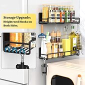 abordables Almacenamiento para la cocina-1 paquete de organizador magnético para especias, estante magnético para especias para refrigerador, estante magnético para guardar especias, frascos, botellas, metal y negro