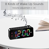 economico elettrodomestici-Sveglia digitale radio fm con cambio colore rgb dinamico 1pc con timer di spegnimento e doppia sveglia - Orologio elettronico a led 12/24h a 8 colori