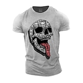 cheap Men&#039;s Graphic T Shirt-Men&#039;s Skull Graphic Prints T shirt Graphic Tee Casual Style Classic Style Tee Top Short Sleeve T shirt Crew Neck Shirt Classic Casual Outdoor Street Sport Heather Gray Black White Summer Clothing