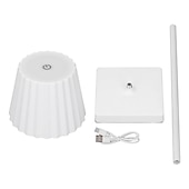 abordables Lampes de table-Lampe de table sans fil Protection des yeux Abat-jour plissé à gradation tactile en aluminium Lampe de table LED tricolore antidérapante rechargeable avec câble de chargement USB pour salle à manger