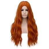 economico Parrucche trendy sintetiche-parrucca rosa caldo parrucca magenta lunghe parrucche rosa ondulate ricci per le donne ragazze parte centrale parrucche sintetiche resistenti al calore ad alta densità