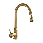 economico Doccetta estraibile-rubinetto da cucina tradizionale estraibile miscelatore lavello rubinetti in ottone, rubinetti vintage monocomando a 360 gradi con tubo freddo e caldo