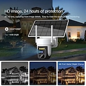 رخيصةأون كاميرات شبكات IP خارجية-2K Pan Tilt 360 كاميرا أمان لاسلكية خارجية تعمل بالطاقة الشمسية مع رؤية ليلية ألوان 3MP 2-way كشف الحركة IP66 مقاوم للماء