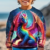 billiga Pojkens 3D-djur-Pojkar 3D Grafisk Djur Drake Tröja Långärmad 3D-tryck Höst Vinter Mode Streetwear Häftig Barn 3-12 år Utomhus Ledigt Dagligen Normal