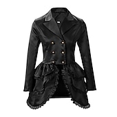 baratos Tops-Retro Vintage Punk e gótico Steampunk Casaco Smoking Casaco impermeável Drogador da praga Côr Sólida Mulheres Dia Das Bruxas Carnaval Baile de Máscaras Carnaval Espetáculo Festa Adulto Casaco Todas