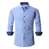 cheap Men&#039;s Non Iron Shirts-Men&#039;s Shirt Summer Shirt Casual Shirt Button Up Shirt Black White Pink Wine Red Long Sleeve Geometric Color Block Lapel Vacation Daily Patchwork Clothing Apparel Polyester Fashion Casual Comfortable
