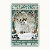 cheap Metal Tin Sign-1pc Retro Metal Tin Sign Cute Cat Tin Sign Vintage Kitchen Signs Wall Decor, Painting Wall Hanging for Home Decor Wall Art Metal Tin Sign 20x30cm/8&#039;&#039;x12&#039;&#039;