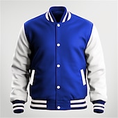 economico Giubbotti e cappotti da uomo-Per uomo Giacca di transizione Giacca College Abbigliamento quotidiano Tasca Tutte le stagioni Blocco di colori Streetwear Collo alla coreana Regolare Nero Blu marino Blu Rosso Giacca