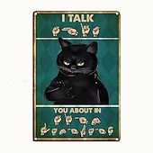 cheap Metal Tin Sign-1pc Retro Metal Tin Sign Cute Cat Tin Sign Vintage Kitchen Signs Wall Decor, Painting Wall Hanging for Home Decor Wall Art Metal Tin Sign 20x30cm/8&#039;&#039;x12&#039;&#039;