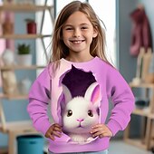 levne 3D zvířata dívky-Dívčí 3D Komiks Králíček Mikina Dlouhý rukáv 3D tisk Léto Podzim Módní Šik ven Rozkošný Polyester Děti 3-12 let Venkovní Ležérní Denní Běžný