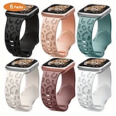 baratos Pulseiras de Apple Watch-1 pacote Pacote com 6 Pulseira Esportiva Compatível com Pulseira Apple Watch 38mm 40mm 41mm 42mm 44mm 45mm 49mm Feminino Leopardo Respirável Silicone pulseira de substituição para iwatch Ultra 2