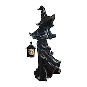 お買い得  ハロウィンライト-クラッカーバレル魔女ハロウィーンの装飾ゴーストランタン顔のない幽霊彫刻魔女ゴーストランプ地獄の使者保持ランタン像リアルなハロウィーンのテーマ小道具