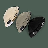 cheap Men&#039;s Hats-Unisex Docker Cap Brimless Hats Black Green Cotton Travel Beach Outdoor Vacation Plain Adjustable