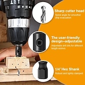 economico Strumenti manuali-Set di 5 punte per trapano svasatore per la lavorazione del legno, con codolo esagonale da 1/4 &quot;per la lavorazione del legno fai da te con una chiave a L # 5 # 6 # 8 # 10 # 12