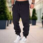 levne Tepláky-Pánské Tepláky Běžci Běžec Kalhoty Šňůrky Elastický pas Pevná barva Pohodlné Prodyšné Ležérní Denní Streetwear Sportovní Módní Černobílá Černá Lehce elastické