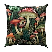 abordables Style Vintage-Housse de coussin double face, taie d&#039;oreiller carrée décorative douce en forme de champignon fantaisie, pour chambre à coucher, salon, canapé, chaise, 1 pièce