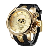 cheap Quartz Watches-Men&#039;s Quartz Watch Creative Skull Head Fashion Silicone Band Sport Analog Quartz Wristwatch Halloween Gift for Men