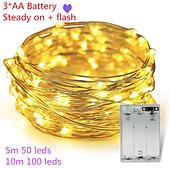 abordables Guirlandes lumineuses à piles-Guirlande lumineuse LED élégante pour réception de mariage, alimentée par USB/batterie, fil de cuivre, guirlande lumineuse pour fête, mariage, lumières de Noël, décoration
