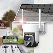 رخيصةأون كاميرات شبكات IP خارجية-2K Pan Tilt 360 كاميرا أمان لاسلكية خارجية تعمل بالطاقة الشمسية مع رؤية ليلية ألوان 3MP 2-way كشف الحركة IP66 مقاوم للماء