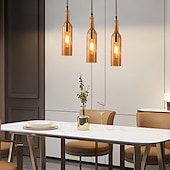 economico Luci Isola cucina-lampada a sospensione a led per bottiglia di vetro, lampada a sospensione in vetro per bottiglia di birra, lampada a sospensione vintage per bar, lampada a sospensione retrò industriale per bar,