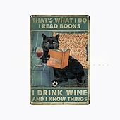 abordables signe d&#039;étain en métal-1pc rétro métal étain signe chat vin étain signe vintage cuisine signes décoration murale, peinture tenture murale pour la décoration murale art métal étain signe 20x30cm/8&#039;&#039;x12&#039;&#039;