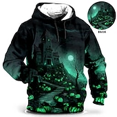 economico Felpe con cappuccio da uomo-Per uomo Zucca Stampe astratte Felpa con cappuccio Felpe Felpa Maglione Manica lunga Felpa con cappuccio Con cappuccio Giornaliero Stampa 3D Halloween Per eventi Per uscire Blu Marrone Stampa