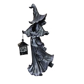 お買い得  ハロウィンライト-クラッカーバレル魔女ハロウィーンの装飾ゴーストランタン顔のない幽霊彫刻魔女ゴーストランプ地獄の使者保持ランタン像リアルなハロウィーンのテーマ小道具