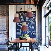 cheap Island Lights-LED Pendant Light Wood Art Cement Concrete Hanging Lamp Simple Cafe Restaurant Bar Pendant Light E27 Light Source Metal Iron Art Droplight Flashlight Concrete Ceiling Light 110-240V