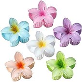 cheap Hair Styling Accessories-1PC Flower Claw Clips Hawaiian Hair Clips Plumeria Hair Clips Large Hair Claw Clips for Thick Hair 3.3 inch Medium Claw Clips for Thin Hair Strong Hold Nonslip Hair Clips Beach Hair Accessories for Women and Girls -Hawaii