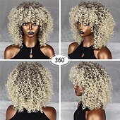 economico Parrucche trendy sintetiche-parrucche afro ricci biondi per donne nere parrucche afro bionde ombre anni &#039;70 per donne parrucche ricci crespi anni &#039;70 biondo mixd marrone