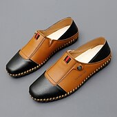 cheap Men&#039;s Slip-ons &amp; Loafers-Men&#039;s Casual Leather Loafers – Slip-On Two-Tone Driving Shoes with Non-Slip Sole for Daily Wear