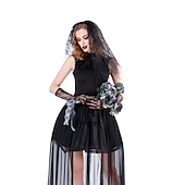 levne Klasický horor-Beetlejuice Duch nevěsta Lydia Deetzová Šaty Cosplay kostým Sukénka Dospělé Dámské Večírek Karneval Jednoduchý karnevalový kostým