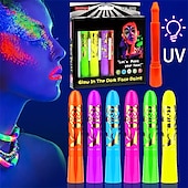 cheap Painting, Drawing &amp; Art Supplies-6pcs UV Glow Body and Face Paint Kit - Fluorescent Crayons for Adults - Perfect for Birthday Parties, Halloween, and Masquerades