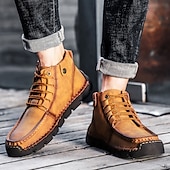 abordables Baskets-bottines en cuir vintage pour hommes – chaussures d&#039;extérieur décontractées à lacets avec semelle antidérapante durable